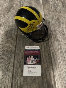 JAKE LONG SIGNED MICHIGAN WOLVERINES MINI HELMET JSA COA AUTOGRAPHED MIAMI FINS - Picture 1 of 3