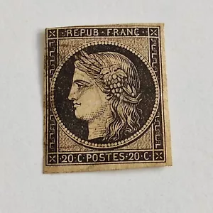 Timbre oblitéré France 20 c Cérès noir 1849 - Picture 1 of 5