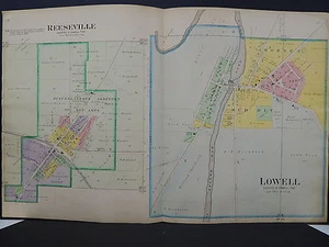 Wisconsin, Dodge County Map 1910 Lowell & Reeseville Double Side Cities J20#73 - Picture 1 of 2