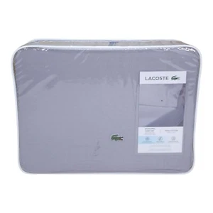 Juego de sábanas Lacoste King grises refrescantes que absorben la humedad lujosas sábanas de algodón - Imagen 1 de 7