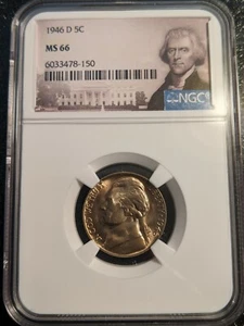 1946-D Jefferson Nickel - Graded MS-66 By NGC - Picture 1 of 3