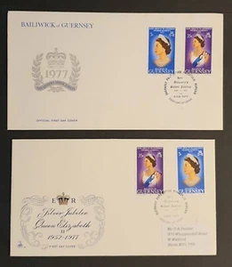 Guernsey Stamps 1977 First Day Covers x 2 QEII SIlver Jubilee Diff Covers (w) - Picture 1 of 2