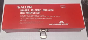 Allen no675 13 pc long arm hex wrench set used in metal box - Picture 1 of 8