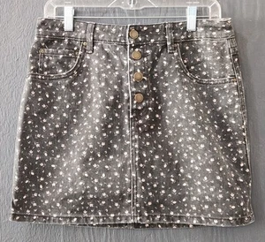 Minifalda BILLABONG Talla 29 Dixie Floral Denim Jeans Negro Botón Algodón (E14) - Imagen 1 de 8