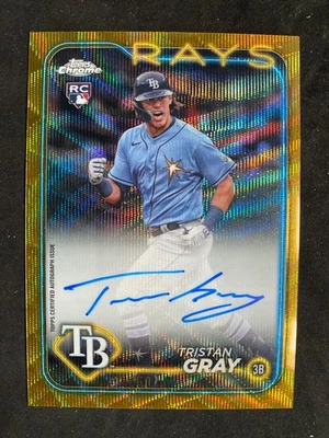 2024 Topps Chrome Rookie Autographs Gold Wave Refractors Tristan Gray RC 34/50 - Image 1 of 2