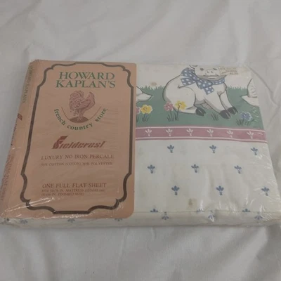 Fieldcrest Luxury Full FlatSheet  Percale Duck Floral Howard Kaplans Vintage New - Image 1 of 4