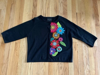 DE COLECCIÓN MICHAEL SIMON MUJER FLORAL EMBELLECIDO PUNTO CÁRDIGAN SUÉTER TALLA L Foto 1 de 3