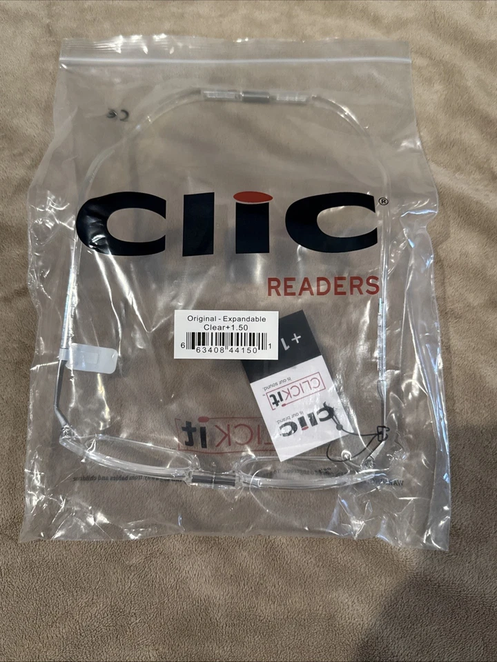 CliC Magnetic Durable Reading Glasses Clear 1.50 Original New Readers - Image 1 of 4