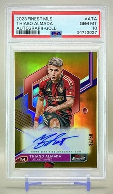 Thiago Almada 2023 Topps Finest MLS #23 GOLD Refractor Auto #/50 SP - PSA 10 - Image 1 of 2