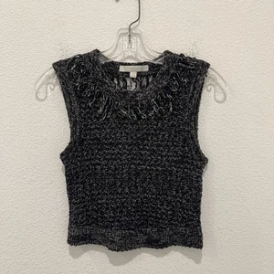JONATHAN SIMKHAI schwarzes Strick Tweed ärmellos Cut Out Rücken Crop Top Gr. M - Bild 1 von 8
