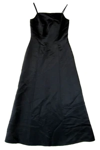 VTG Laura Ashley Black 100% Silk Spaghetti Strap Long Maxi Party Prom Dress 4 - Picture 1 of 6