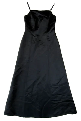 VTG Laura Ashley Black 100% Silk Spaghetti Strap Long Maxi Party Prom Dress 4 - Image 1 of 4