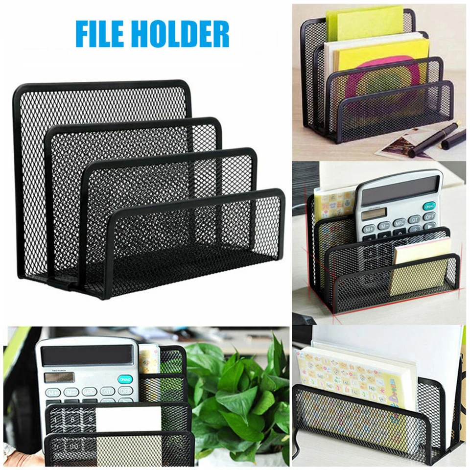 Helit Briefständer Mesh, Metall, 3 Fächer, schwarz, Briefhalter, Briefkorbablage - Bild 1 von 4