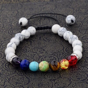 Natural White Turquoises Bracelet for Men Women Handmade Adjustable Woven Rope - Picture 1 of 10