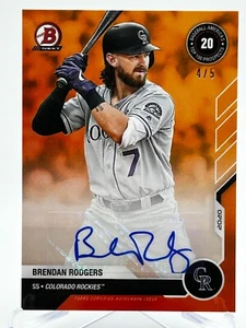 2020 Topps Bowman Next #T49B Brendan Rodgers Colorado Rockies Orange /5 - Picture 1 of 2