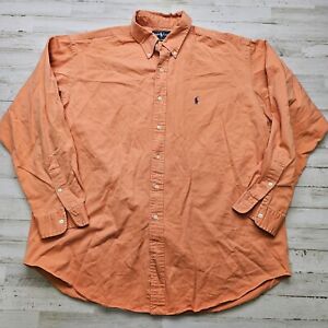 POLO RALPH LAUREN Shirt Button Up Long Sleeve 17 36-37 2XL Blake Solid Orange