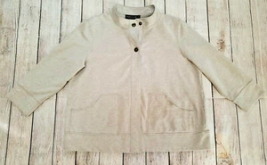 LAFAYETTE 148 LARGE PETITE CREAM 3/4 SLEEVE TWO BUTTON SOFT SWEATSHIRT BLAZER... - Picture 1 of 8