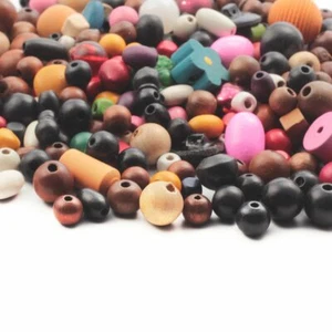 Lot (290) vintage Bohemian assorted turned dyed beech wood beads Schowanek - Picture 1 of 3