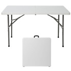 4ft Folding Table Durable W/carry Handle Camping Party In/outdoorwhite/black