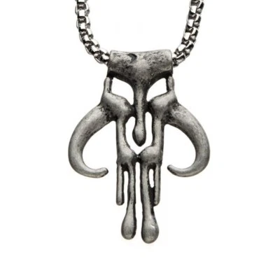 Licensed Star Wars Antiqued Mandalorian Symbol Stainless Steel Necklace - Image 1 of 4