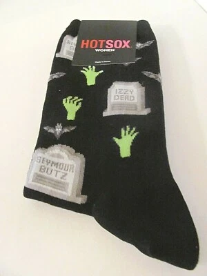 NWT SIZE 9-11 (SOCK SIZE) WOMEN'S HOT SOX CREW SOCKS ~~ GRAVEYARD  - Image 1 of 3