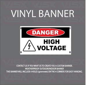 Bandera de vinilo eléctrico de alto voltaje de peligro bandera exterior interior precaución choque - Imagen 1 de 1