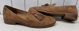 ALDO Olendassa Cognac Suede Tassle Slip On Loafer Shoes Women's Size 7.5 - Picture 1 of 8