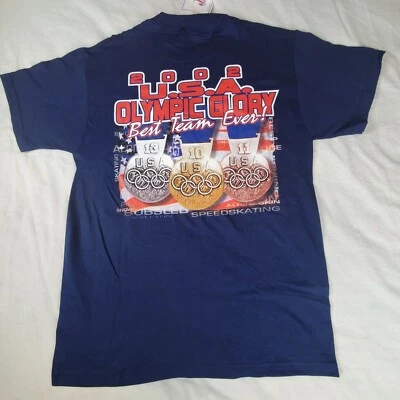Best Team Ever T Shirt Size M USA Winter 2002 Olympic Glory Navy Blue Medal Wins - Image 1 of 4