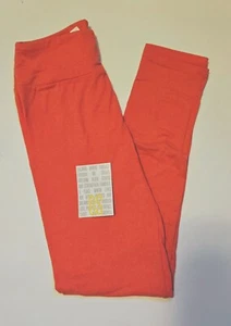 LuLaRoe OS Leggings HEATHERED Red Orange BRIGHT Solid One Size (Size 2-10) NWT - Picture 1 of 7
