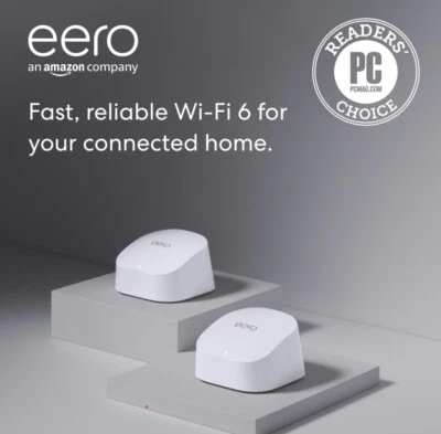 EERO 6 Dual-Band Mesh Wi-Fi 6 System 2 pack (1 Router & 1 Extender) - Image 1 of 4