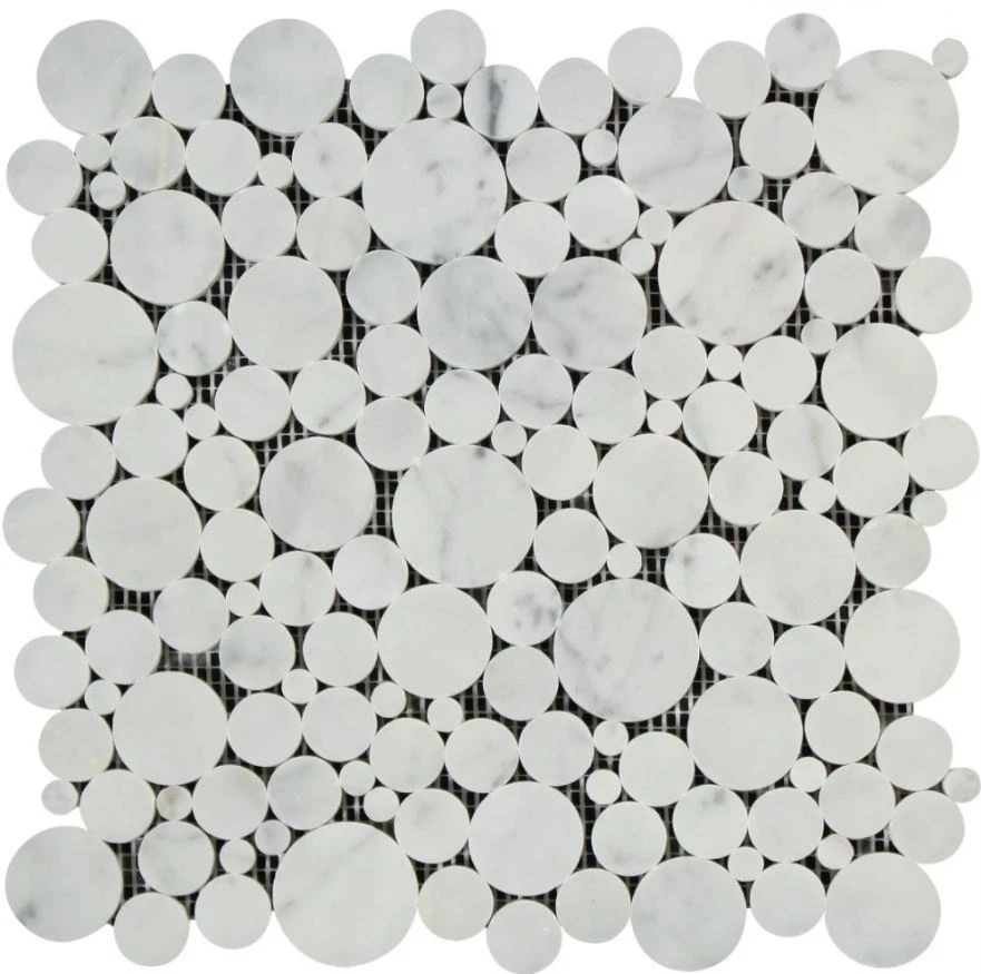 ORACLE TILE & STONE Carrara White Italian (Bianco Carrara) Marble Bubbles Mosaic Tile