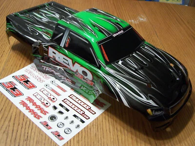 Fits Traxxas 53097 3.3 Nitro Revo Green Black Body with Decal Sheet - Image 1 of 2