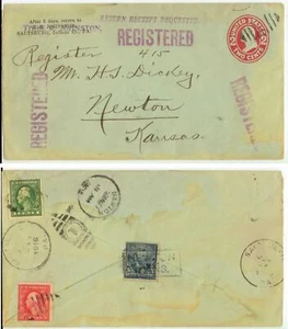 fascinating 1916 Saltsburg Pennsylvania Registered PSE to Newton Kansas - Picture 1 of 1