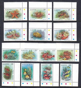 ST KITTS —SCOTT 139-152 — 1984 JUEGO DE VIDA MARINA — montado sin montar o nunca montado — scv $34 - Imagen 1 de 1