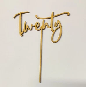 Twenty Cake Topper Talla 165mm X 130mm Madera Mdf 3mm Cumpleaños  - Imagen 1 de 2