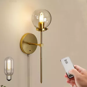 Battery Operated Wall Lamp Remote Wall Light Brass Waterproof USB Powered Light - Picture 1 of 12