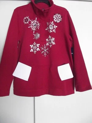 Basic Editions WOMENS L(Large) Henley Fleece 1/4 Zip Pocket Pullover Jacket   - Image 1 of 4