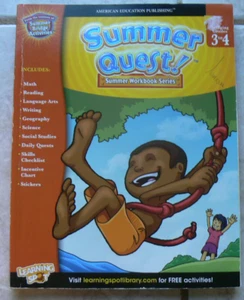 Summer Quest! Workbook Series gr. 3-4 ALL CLEAN! LN! answer key & stickers too - Picture 1 of 11