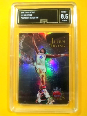 JULIUS ERVING 1996 Topps Stars NBA Card # 115 GMA 8.5 Finest Refractor - Image 1 of 2