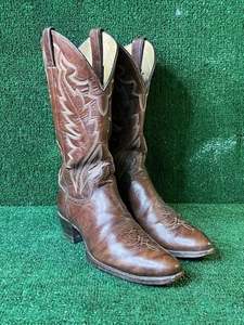 justin western boots mens 9.5 B brown leather 1949 cowboy - Picture 1 of 9