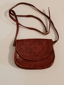 Vintage Women's Western Hand Tool Leather Crossbody Mini Bag Purse Very Nice - Imagen 1 de 13
