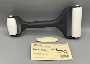 Pampered Chef Baker’s Pastry Dual Roller Rolling Pin w/Tool & Papers 1485 Swiss - Picture 1 of 10