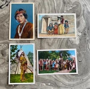 4 ORIG. NATIVE AMERICAN Vintage Postcards Hogans Comanche Brave Navajo Arizona - Picture 1 of 6