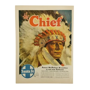 1947 The Chief Santa Fe Lines Vintage Print Ad Railroad Pullman Streamliner - Picture 1 of 2