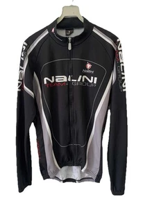 Nalini Team Group Cycling Jersey Black Gray Full Zip Size L Pit to Pit 20” #74 - Picture 1 of 17