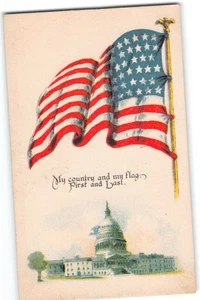 Postcard Patriotic Flag U.S. Capitol My Country First and Last 1917 Grand Rapids - Picture 1 of 2