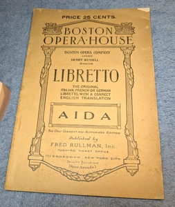Vintage Boston Opera House AIDA Libretto Programm Anfang 1900 - Bild 1 von 9