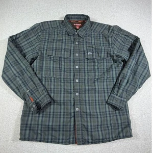 Simms Herren L grün schwarz kariert gefüttert Langarm Knopfleiste Outdoor Hemd warm - Bild 1 von 7