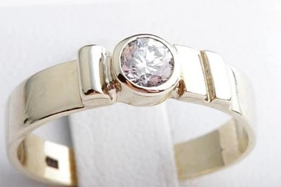 Kristall Solitär Ring 333 8K Gelb Gold Gr. 59 * - Bild 1 von 4