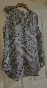 Artisan NY - Women's Top XL Blue Mix - 100% Polyester - Sleeveless V Neck Tunic - Picture 1 of 5